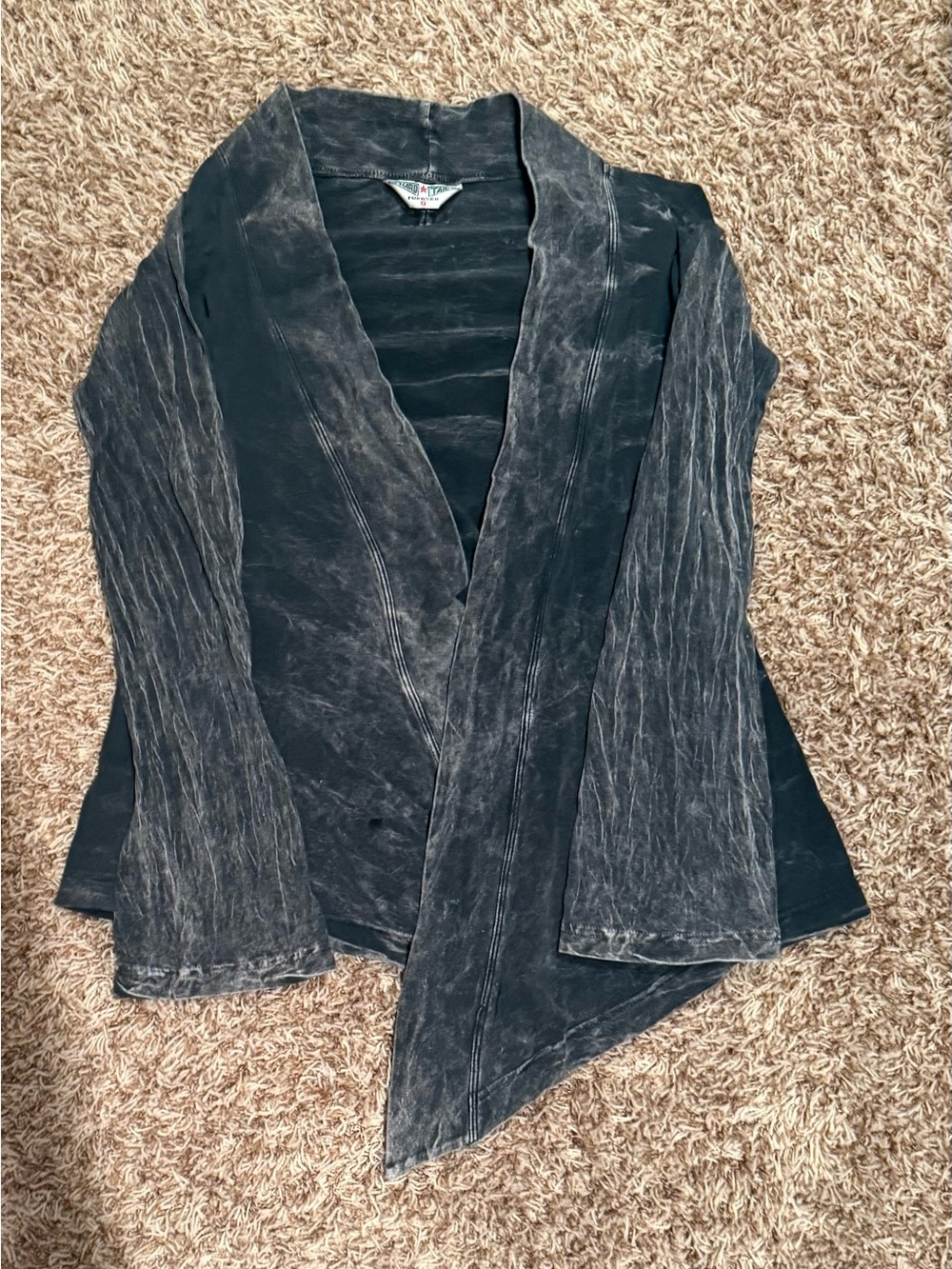 Hard Tail Washed Black Open-Front Draped Cardigan